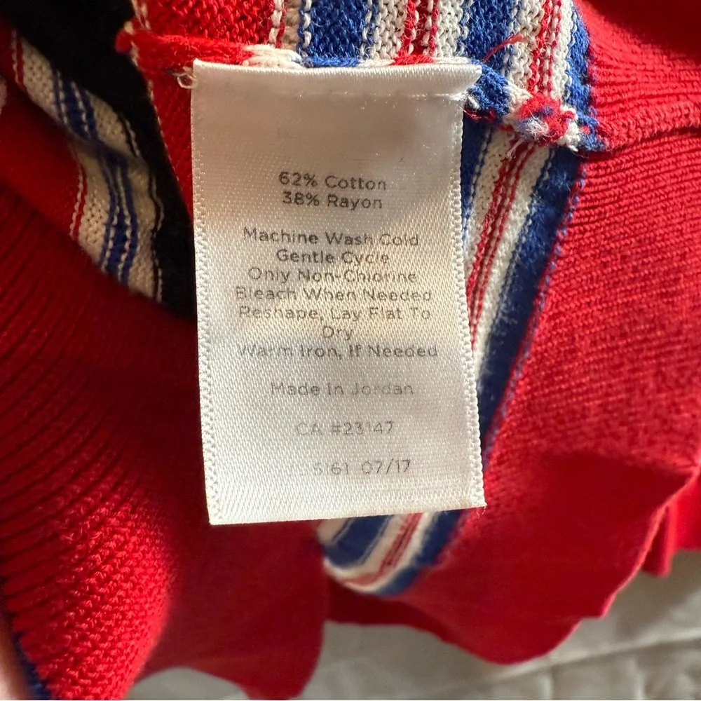 Talbots Red Blue White Striped light weight sweater womens size S Classic